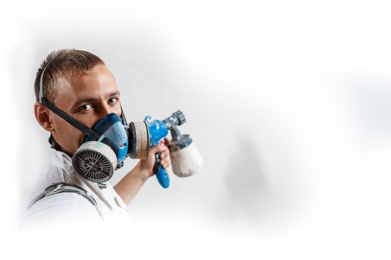 Lworker painting wall with spray gun white color 768x512